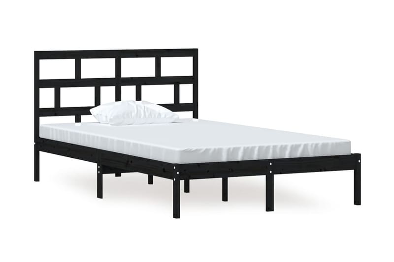 Sängram svart massivt furu 120x200 cm - Svart - Sängram & sängstomme