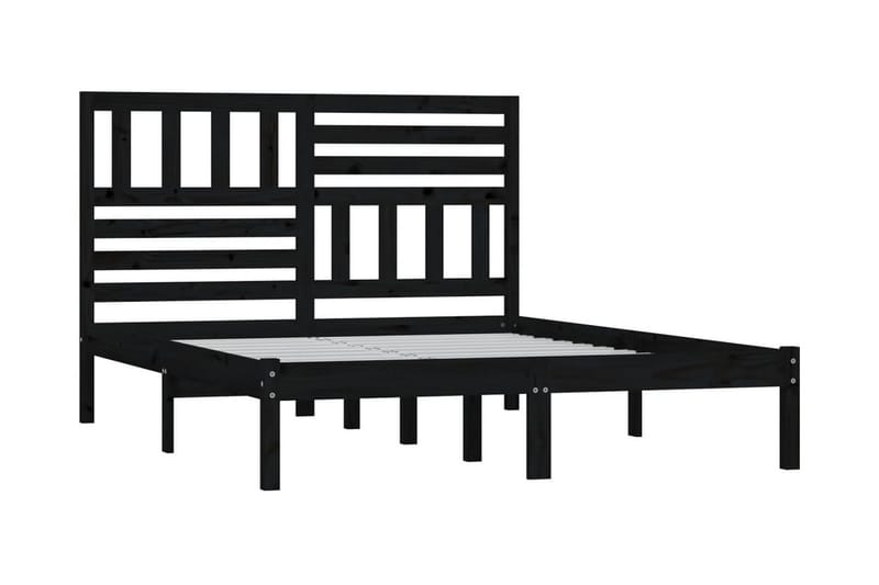 Sängram svart massivt furu 150x200 cm - Svart - Möbler - Säng - Sängram & sängstomme