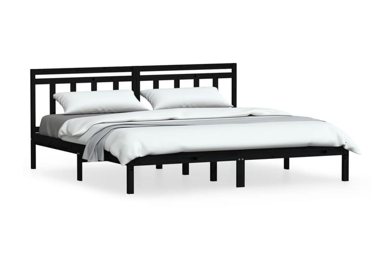 Sängram svart massivt furu 200x200 cm - Svart - Möbler - Säng - Sängram & sängstomme