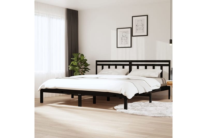 Sängram svart massivt furu 200x200 cm - Svart - Möbler - Säng - Sängram & sängstomme
