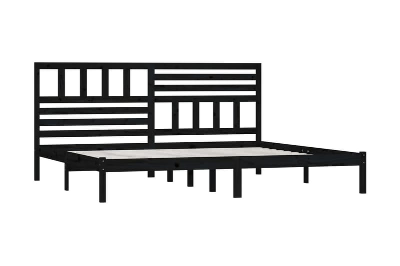 Sängram svart massivt furu 200x200 cm - Svart - Sängram & sängstomme