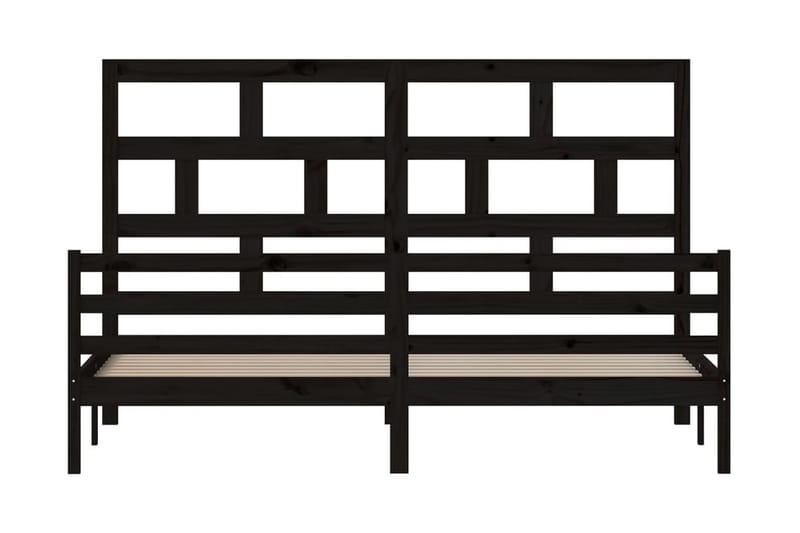 Sängram svart massivt furu 200x200 cm - Svart - Möbler - Säng - Sängram & sängstomme