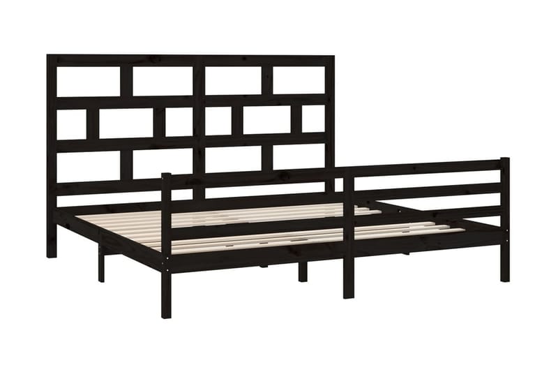 Sängram svart massivt furu 200x200 cm - Svart - Möbler - Säng - Sängram & sängstomme