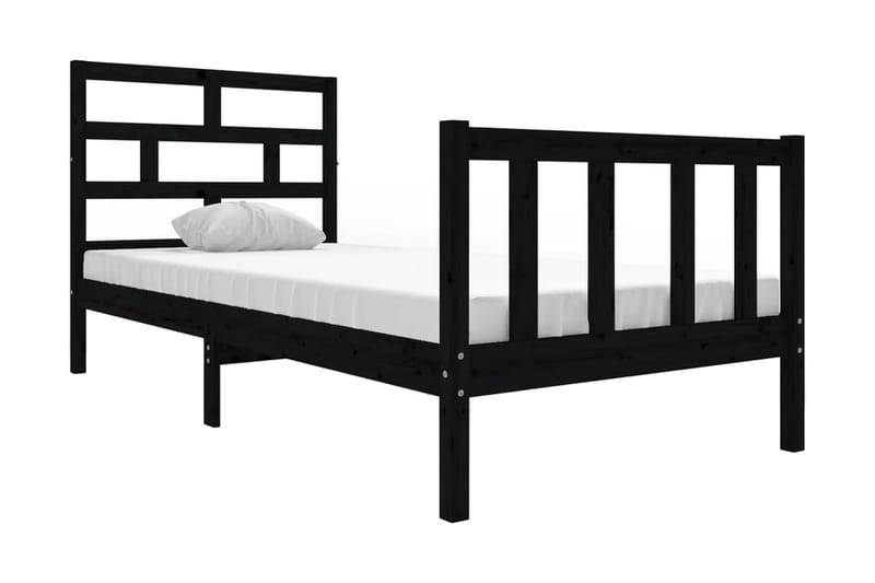 Sängram svart massivt furu 90x190 cm enkelsäng - Svart - Sängram & sängstomme