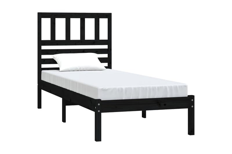Sängram svart massivt furu 90x200 cm enkelsäng - Svart - Sängram & sängstomme