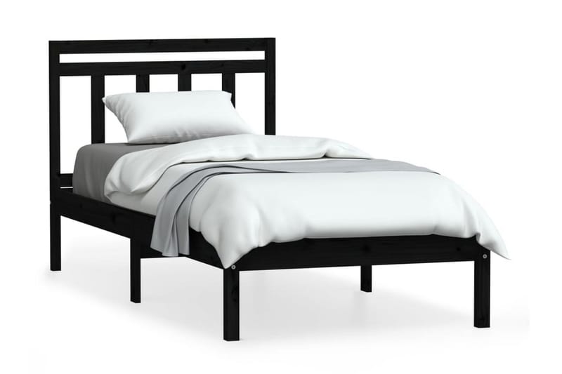 Sängram svart massivt furu 90x200 cm - Svart - Sängram & sängstomme