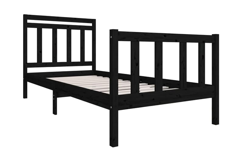 Sängram svart massivt trä 100x200 cm - Svart - Möbler - Säng - Sängram & sängstomme