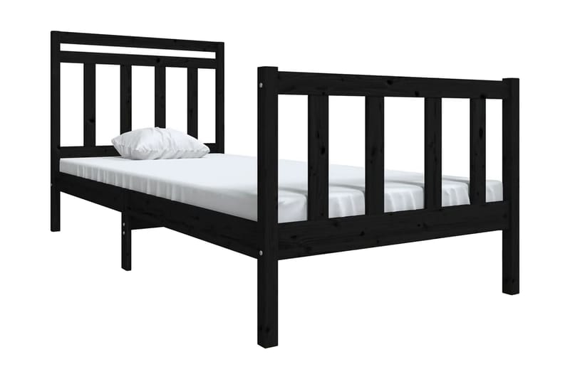 Sängram svart massivt trä 100x200 cm - Svart - Möbler - Säng - Sängram & sängstomme