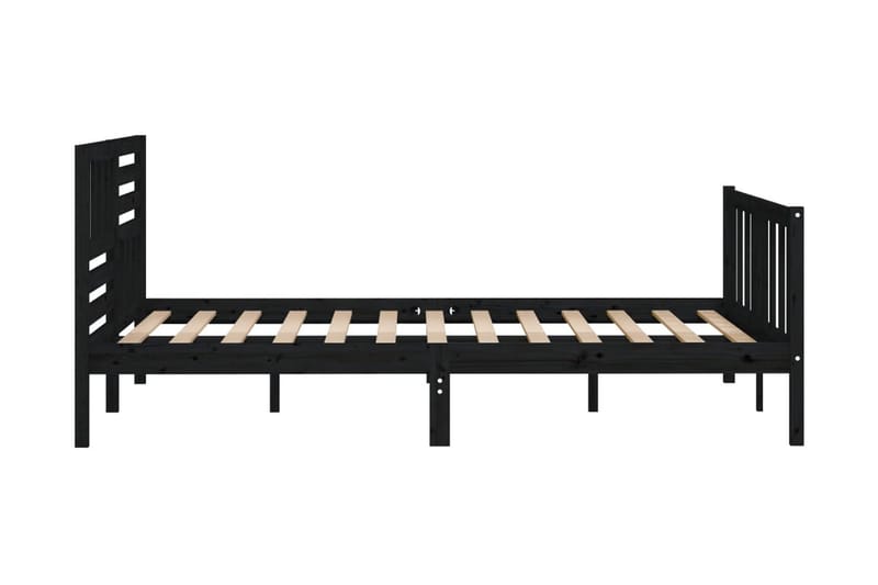 Sängram svart massivt trä 140x190 cm - Svart - Möbler - Säng - Sängram & sängstomme