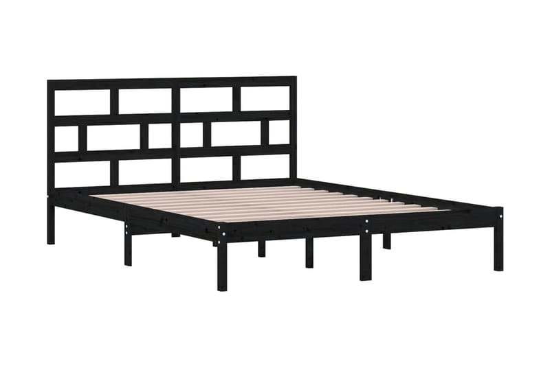 Sängram svart massivt trä 150x200 cm - Svart - Möbler - Säng - Sängram & sängstomme