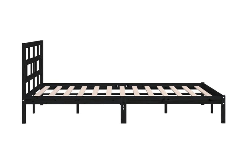 Sängram svart massivt trä 150x200 cm - Svart - Möbler - Säng - Sängram & sängstomme