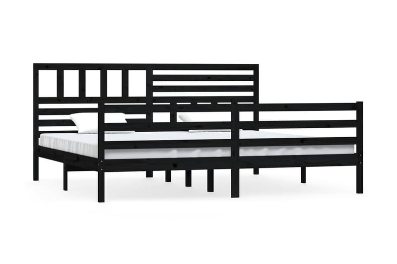 Sängram svart massivt trä 200x200 cm - Svart - Möbler - Säng - Sängram & sängstomme