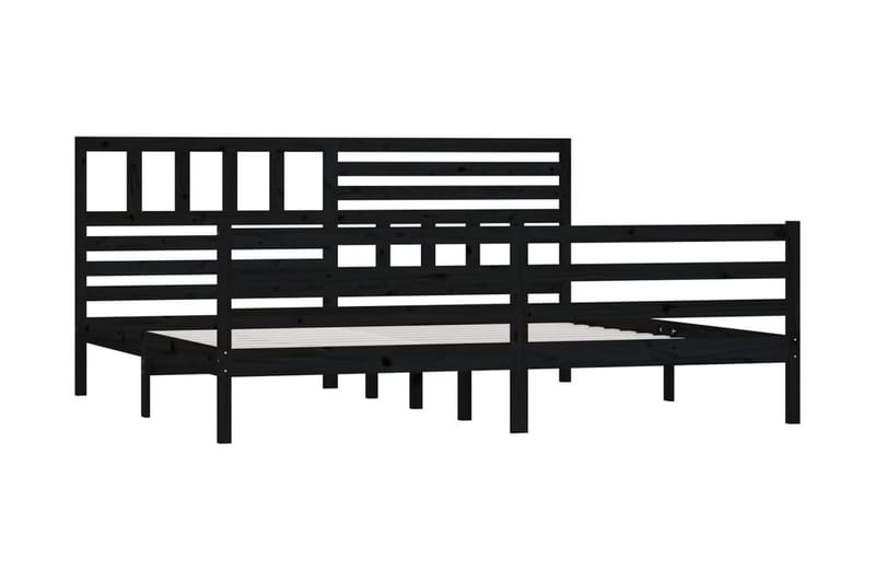 Sängram svart massivt trä 200x200 cm - Svart - Möbler - Säng - Sängram & sängstomme