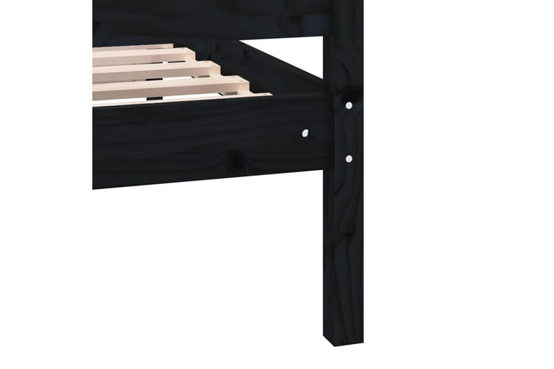 Sängram svart massivt trä 200x200 cm - Svart - Möbler - Säng - Sängram & sängstomme