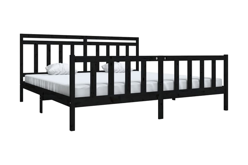 Sängram svart massivt trä 200x200 cm - Svart - Möbler - Säng - Sängram & sängstomme