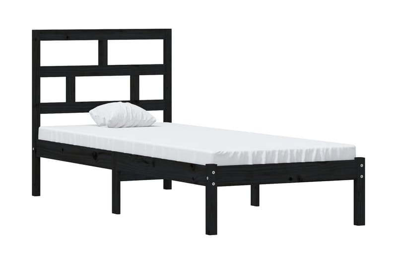 Sängram svart massivt trä 75x190 cm 2FT6 - Svart - Möbler - Säng - Sängram & sängstomme