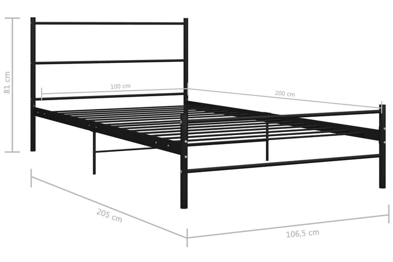 Sängram svart metall 100x200 cm - Svart - Möbler - Säng - Sängram & sängstomme