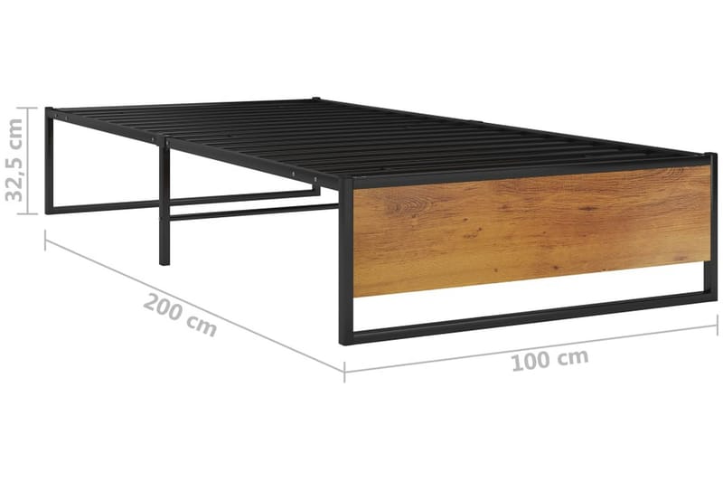 Sängram svart metall 100x200 cm - Svart - Möbler - Säng - Sängram & sängstomme