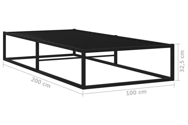 Sängram svart metall 100x200 cm - Svart - Sängram & sängstomme