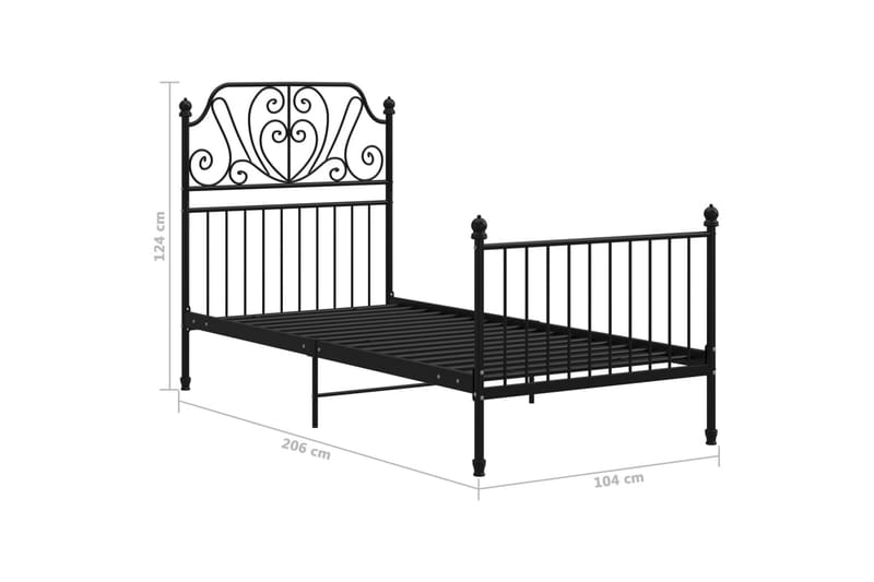 Sängram svart metall 100x200 cm - Svart - Möbler - Säng - Sängram & sängstomme