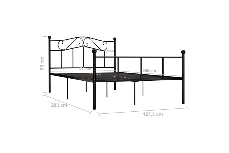 Sängram svart metall 120x200 cm - Svart - Möbler - Säng - Sängram & sängstomme