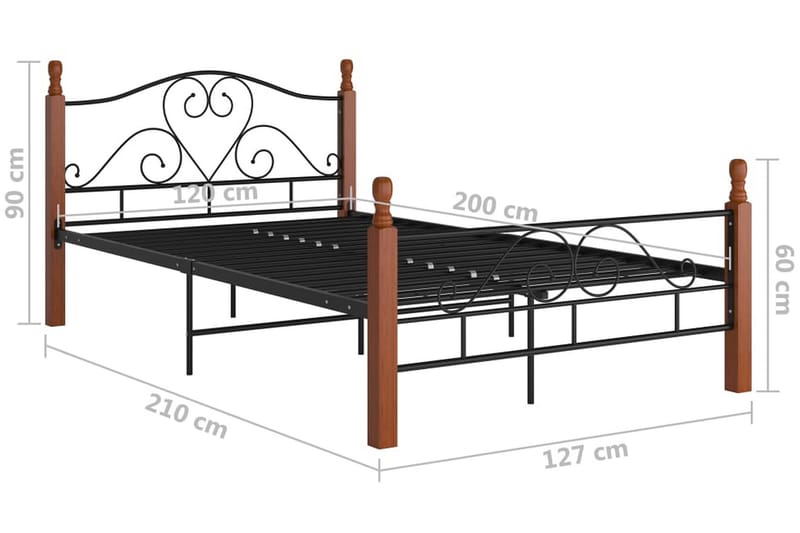 Sängram svart metall 120x200 cm - Svart - Möbler - Säng - Sängram & sängstomme