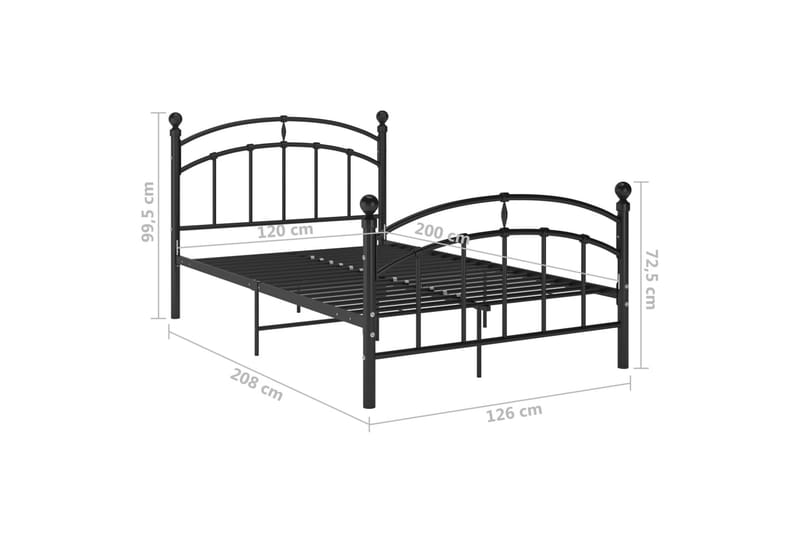 Sängram svart metall 120x200 cm - Svart - Möbler - Säng - Sängram & sängstomme