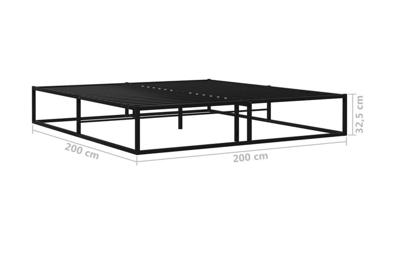 Sängram svart metall 200x200 cm - Svart - Sängram & sängstomme