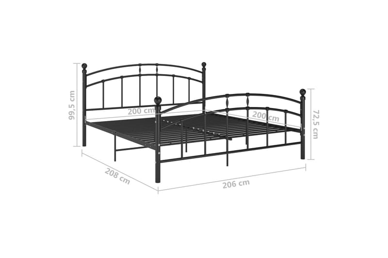 Sängram svart metall 200x200 cm - Svart - Möbler - Säng - Sängram & sängstomme
