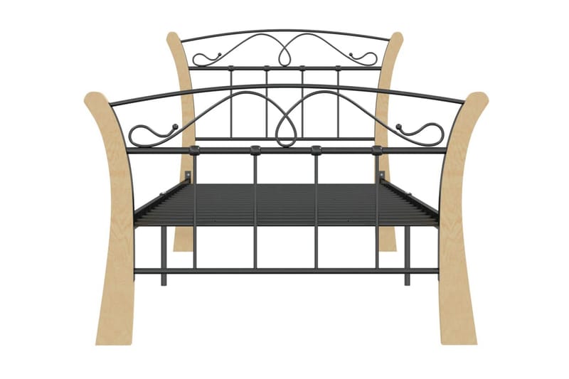 Sängram svart metall 90x200 cm - Ljust trä - Möbler - Säng - Sängram & sängstomme