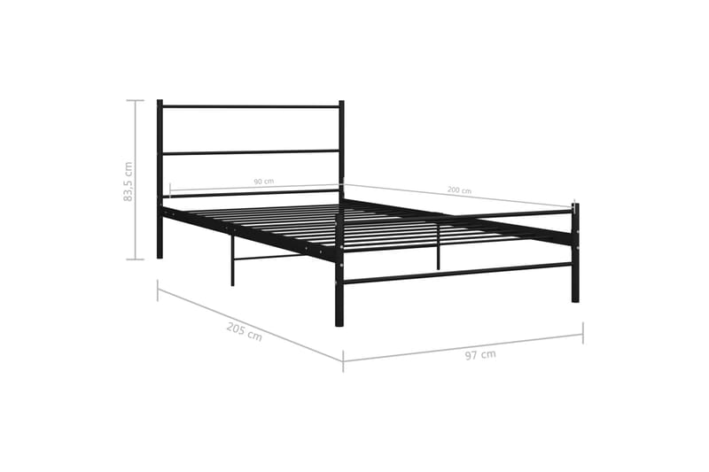 Sängram svart metall 90x200 cm - Svart - Möbler - Säng - Sängram & sängstomme