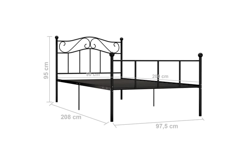 Sängram svart metall 90x200 cm - Svart - Möbler - Säng - Sängram & sängstomme