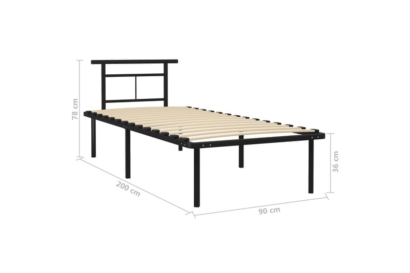 Sängram svart metall 90x200 cm - Svart - Möbler - Säng - Sängram & sängstomme