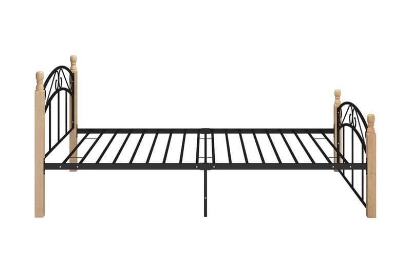 Sängram svart metall och massiv ek 120x200 cm - Ljust trä - Möbler - Säng - Sängram & sängstomme