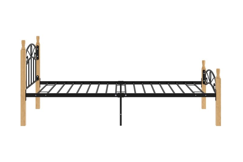 Sängram svart metall och massiv ek 90x200 cm - Ljust trä - Möbler - Säng - Sängram & sängstomme