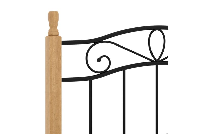 Sängram svart metall och massiv ek 90x200 cm - Ljust trä - Möbler - Säng - Sängram & sängstomme