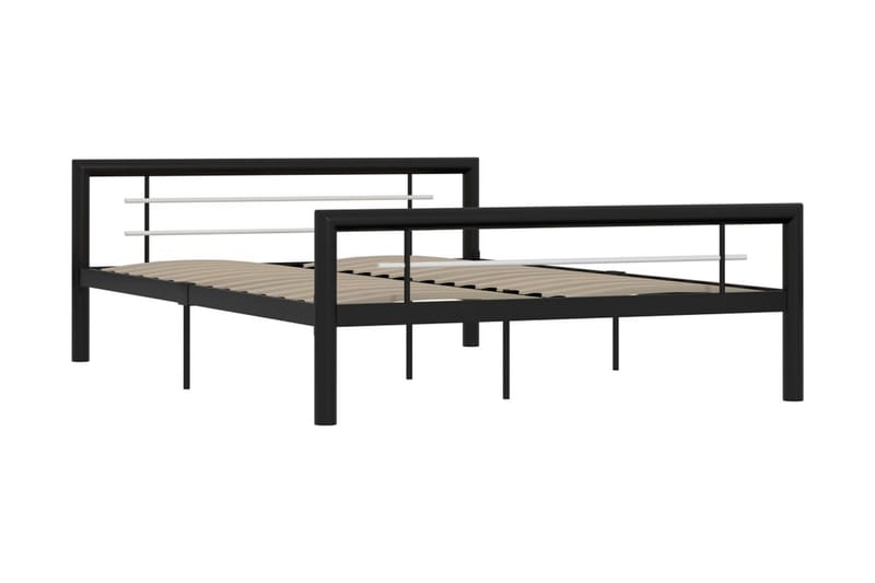Sängram svart och vit metall 140x200 cm - Svart - Möbler - Säng - Sängram & sängstomme
