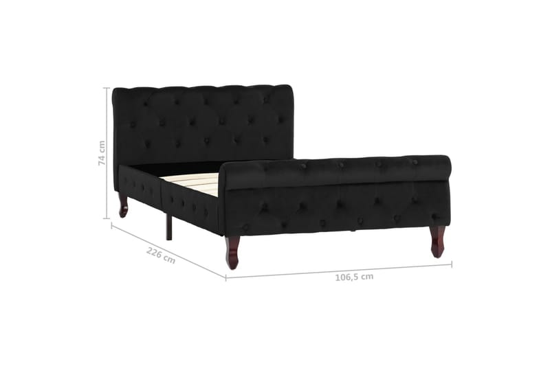 Sängram svart sammet 100x200 cm - Svart - Möbler - Säng - Sängram & sängstomme