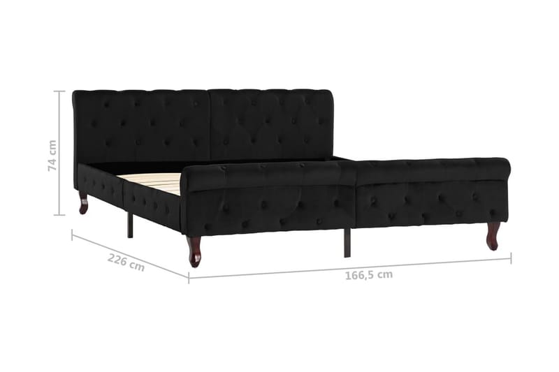 Sängram svart sammet 160x200 cm - Svart - Möbler - Säng - Sängram & sängstomme