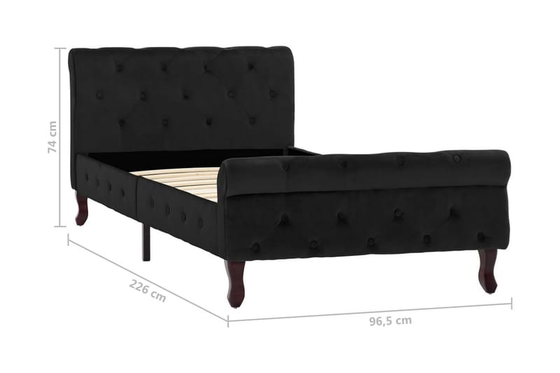 Sängram svart sammet 90x200 cm - Svart - Möbler - Säng - Sängram & sängstomme