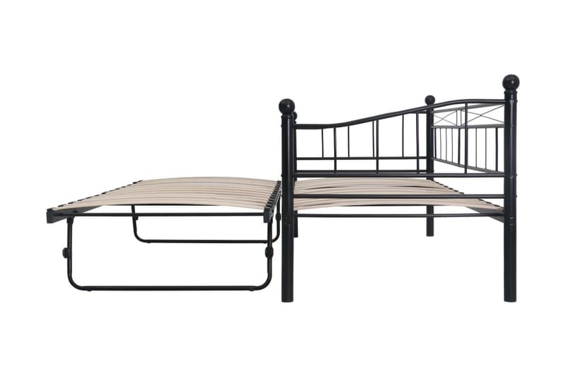 Sängram svart stål 180x200/90x200 cm - Svart - Sängram & sängstomme - Hopfällbar säng