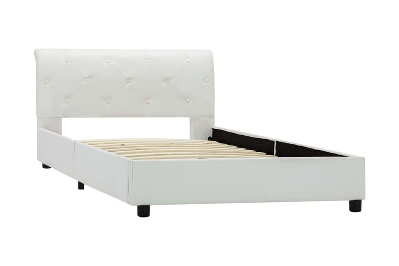 Sängram vit konstläder 100x200 cm - Vit - Möbler - Säng - Sängram & sängstomme