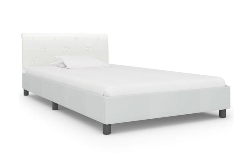 Sängram vit konstläder 100x200 cm - Vit - Möbler - Säng - Sängram & sängstomme