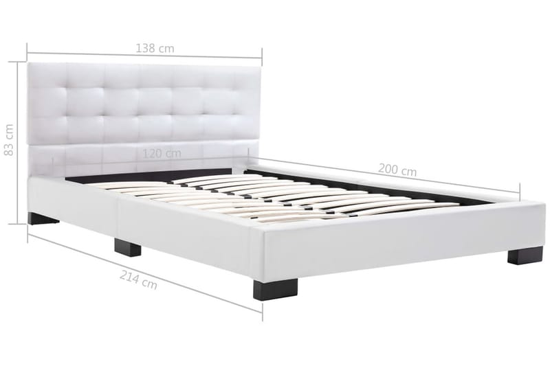 Sängram vit konstläder 120x200 cm - Vit - Möbler - Säng - Sängram & sängstomme