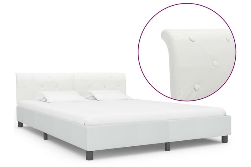 Sängram vit konstläder 160x200 cm - Vit - Möbler - Säng - Sängram & sängstomme