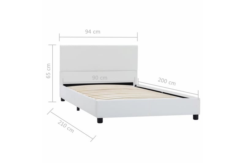 Sängram vit konstläder 90x200 cm - Vit - Möbler - Säng - Sängram & sängstomme