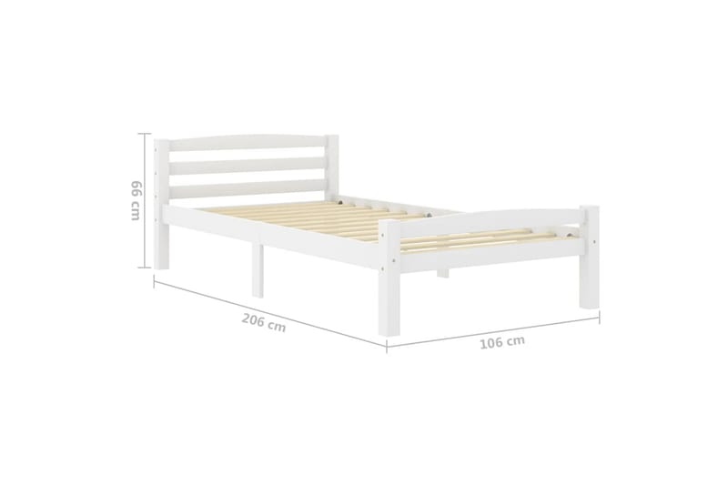 Sängram vit massiv furu 100x200 cm - Vit - Möbler - Säng - Sängram & sängstomme