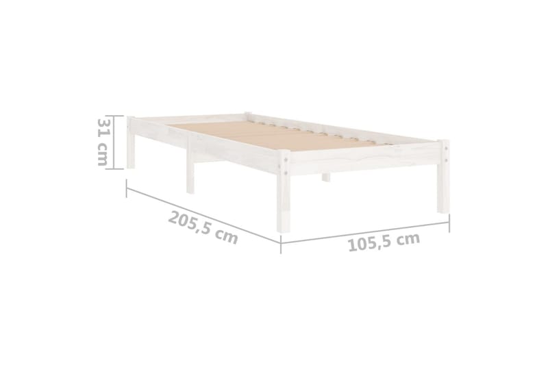 Sängram vit massiv furu 100x200 cm - Vit - Sängram & sängstomme