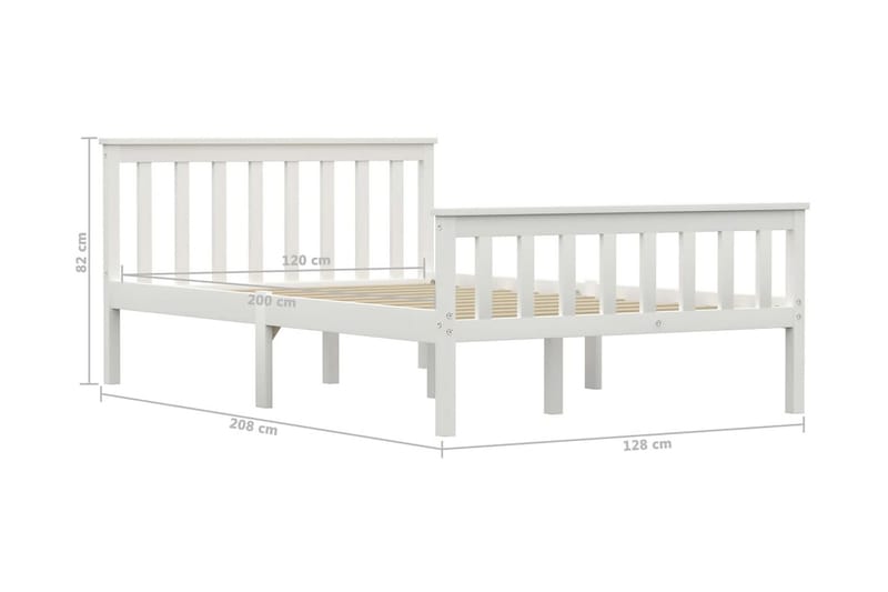 Sängram vit massiv furu 120x200 cm - Vit - Möbler - Säng - Sängram & sängstomme