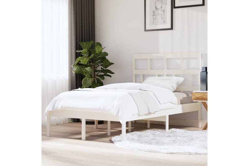 Sängram vit massiv furu 120x200 cm - Vit - Möbler - Säng - Sängram & sängstomme